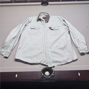 Woolrich Men's Casual Button Down Shirt - Cream and Brown